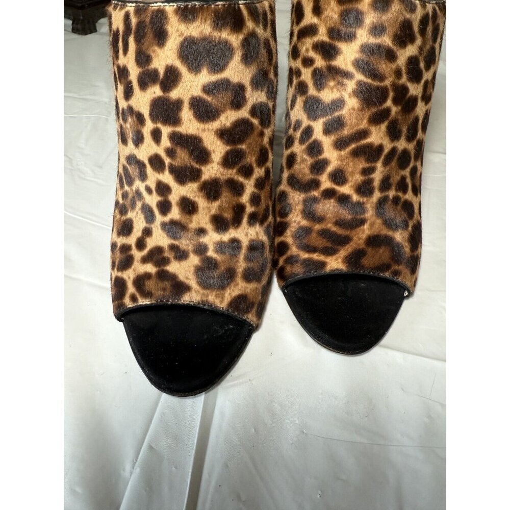 PRADA St Leopardo Miele Moro Leopard Calf Hair Wedge Slides - Picture 9 of 16
